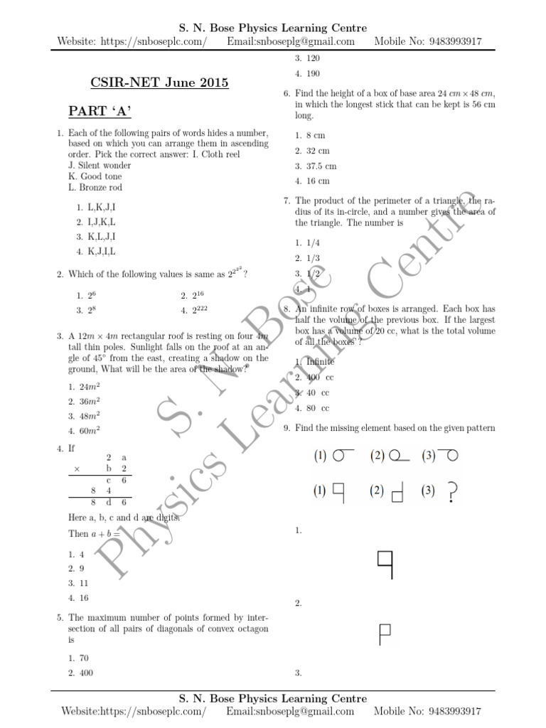 CSIR-NET June 2015 Physics Paper | PDF | Hamiltonian (Quantum Mechanics ...