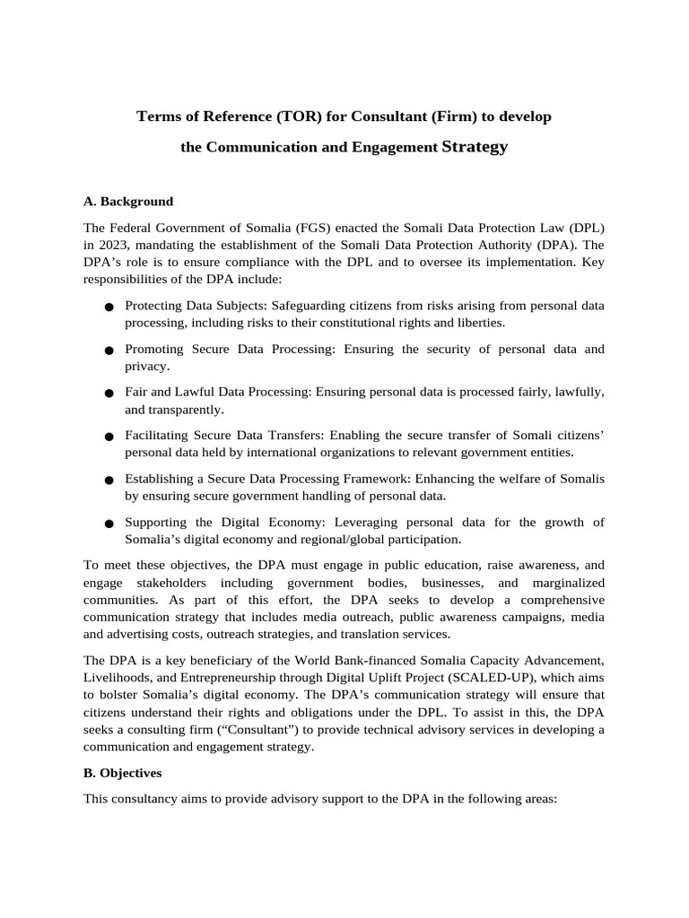 Terms of Reference (TOR) For Communication Strategy | PDF ...