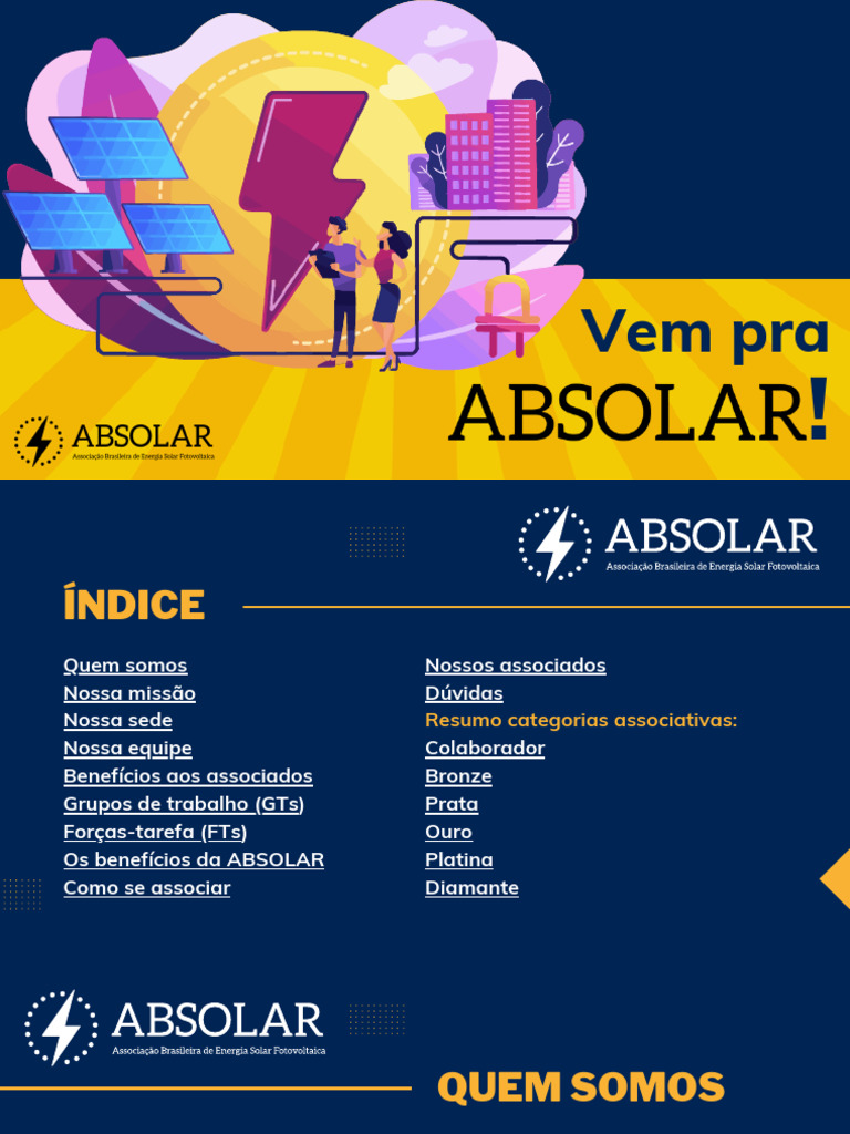 Benefícios da ABSOLAR para Associados | PDF | Fotovoltaica | Geração de ...