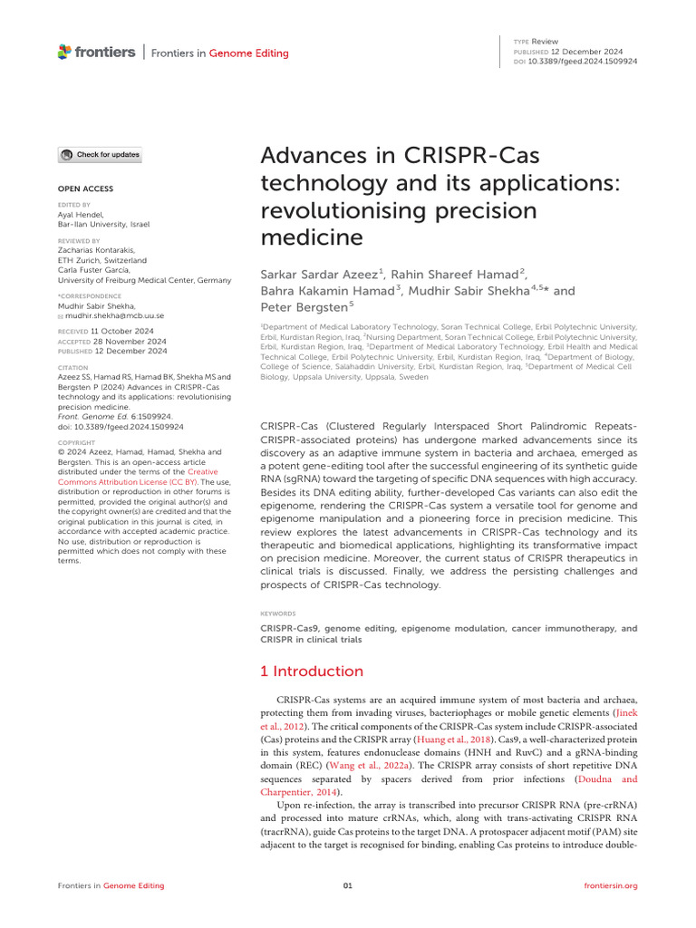 CRISPR-Cas Advances in Precision Medicine | PDF | Crispr | Epigenetics