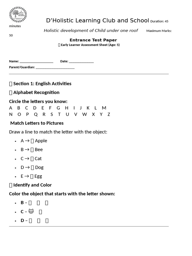 Ece Basic Assessment Test | PDF