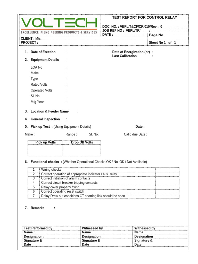 Control Relay Test Report Summary | PDF