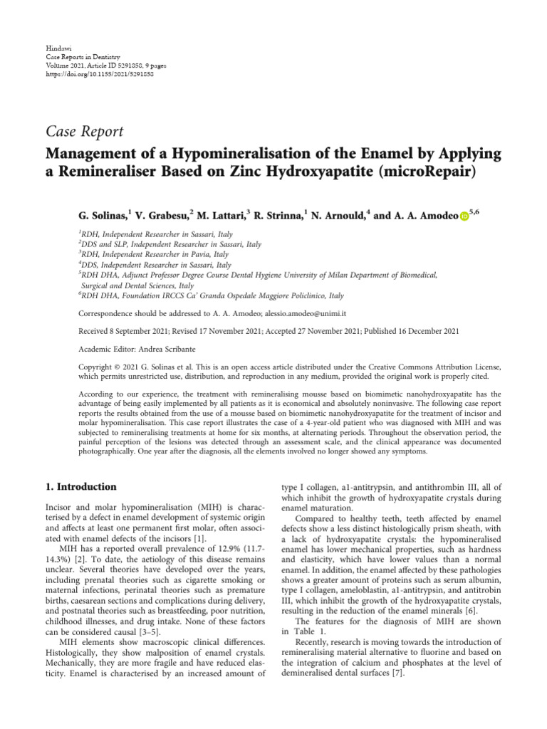 Remineralization of Enamel Hypomineralization | PDF | Tooth Enamel ...