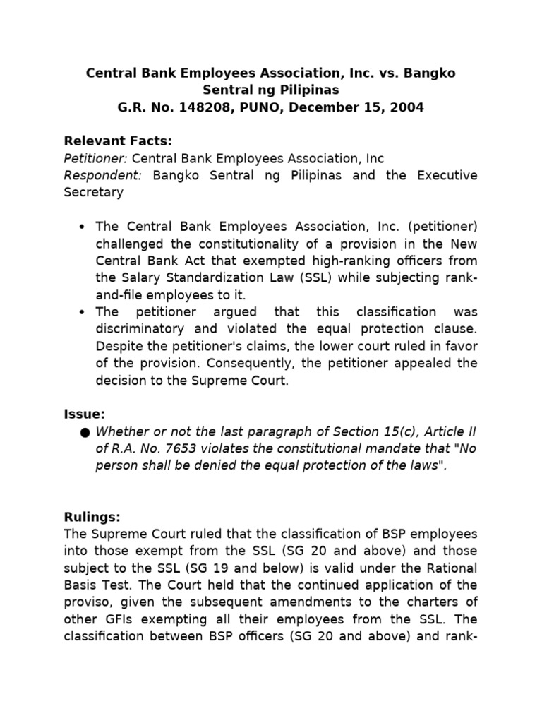 22 Central Bank Employees v. BSP 2004 | PDF