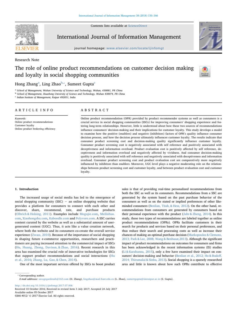 Impact of Online Recommendations on Loyalty | PDF | Online Shopping ...