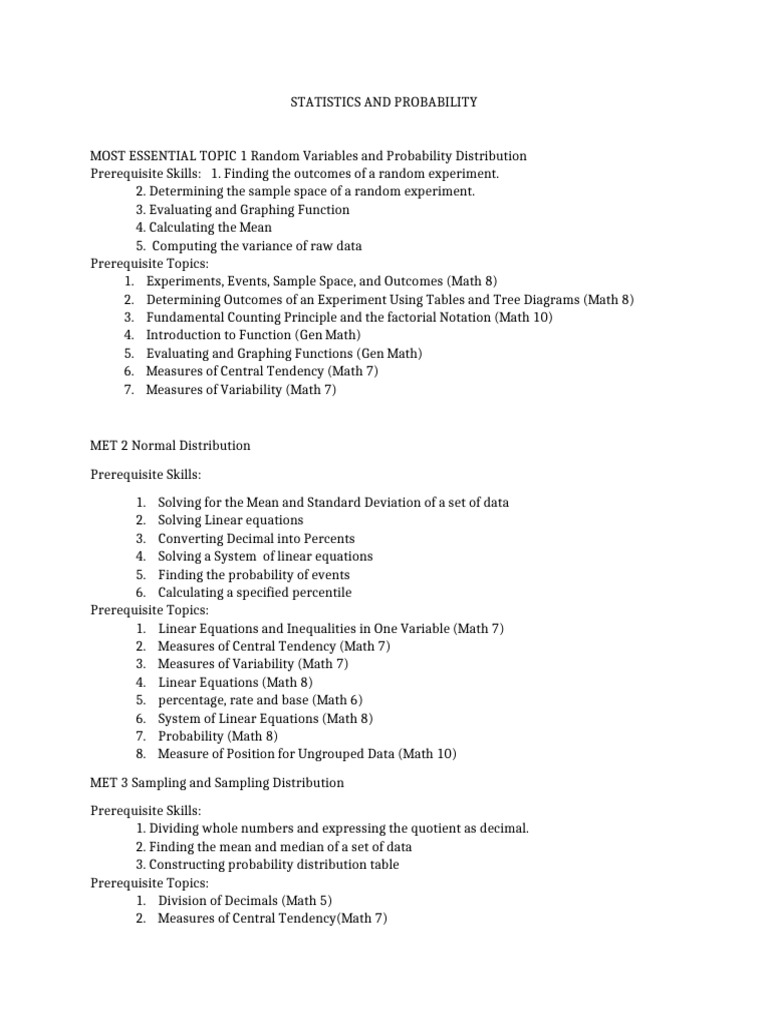Prerequisites for Probability & Statistics | PDF | Variance | Mean