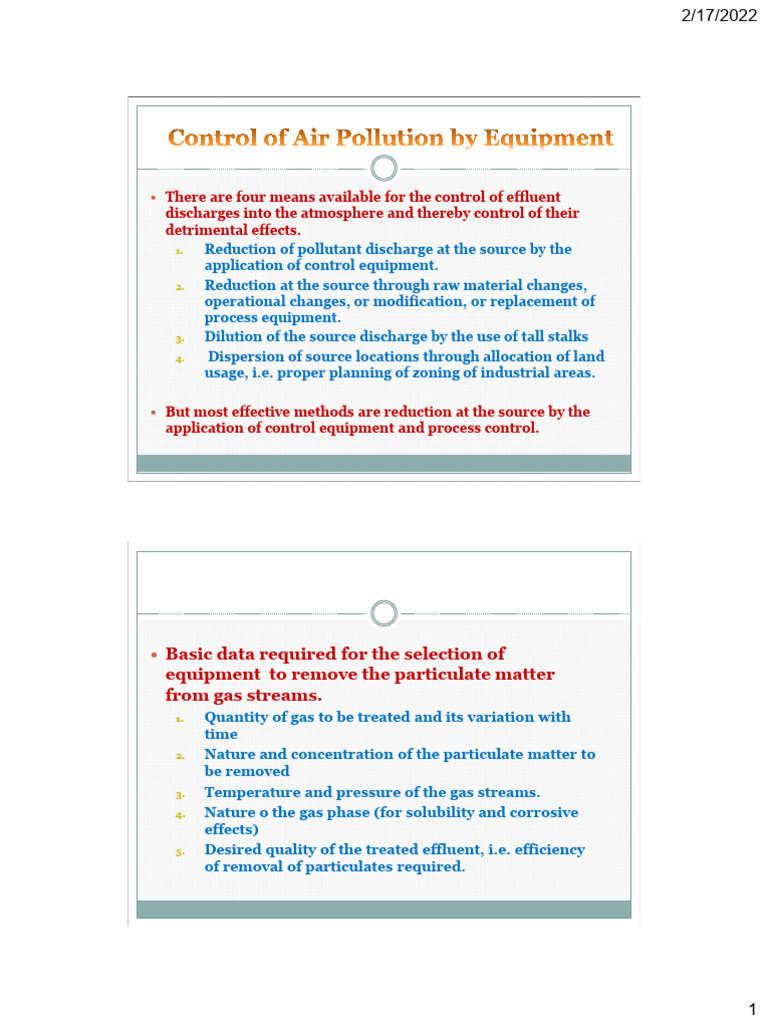 Air Pollution Control Equipment Guide | PDF | Particulates | Applied ...