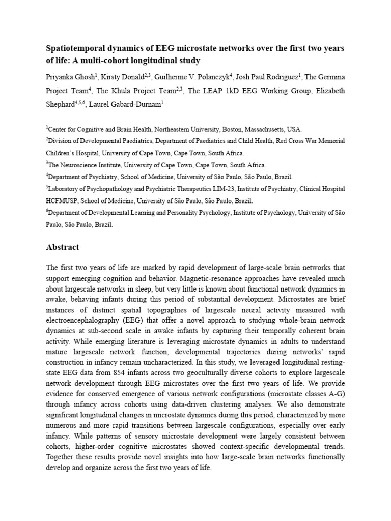 EEG Microstate Development in Infants | PDF | Cluster Analysis ...