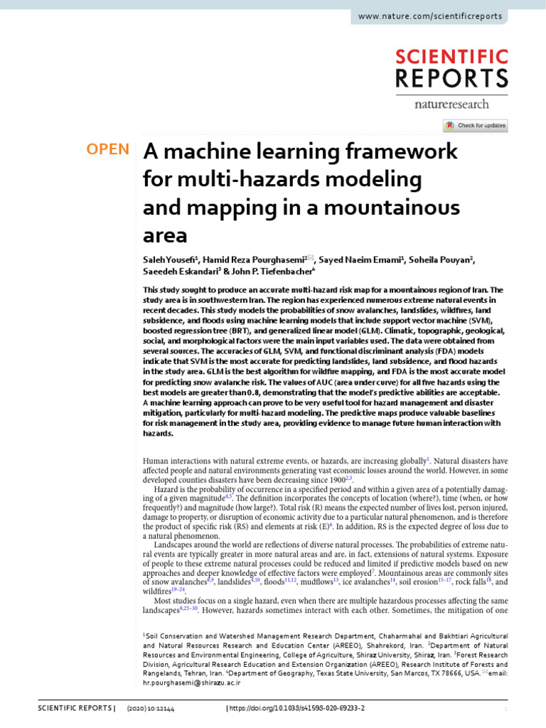 Multi-Hazard Risk Mapping with ML | PDF | Machine Learning | Support ...