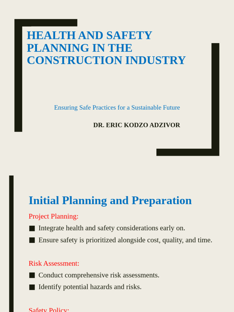 Health and Safety Planning Construction Industry | PDF | Safety ...
