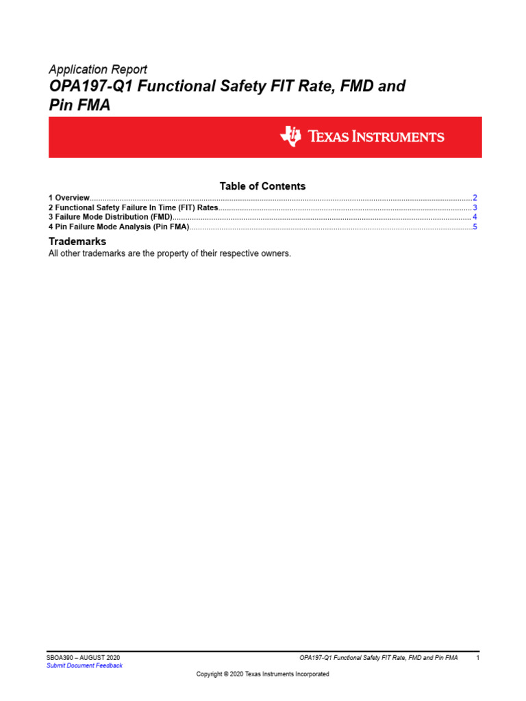 OPA197-Q1 Functional Safety Analysis | PDF | Reliability Engineering ...