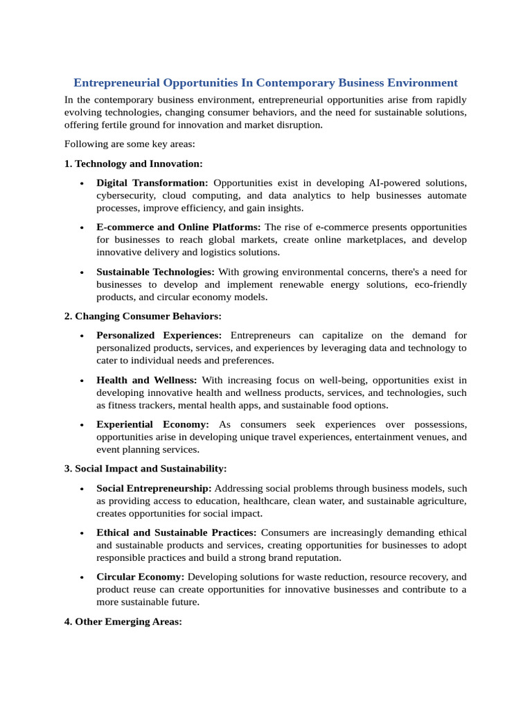 Entrepreneurial Opportunities in India | PDF | Entrepreneurship ...