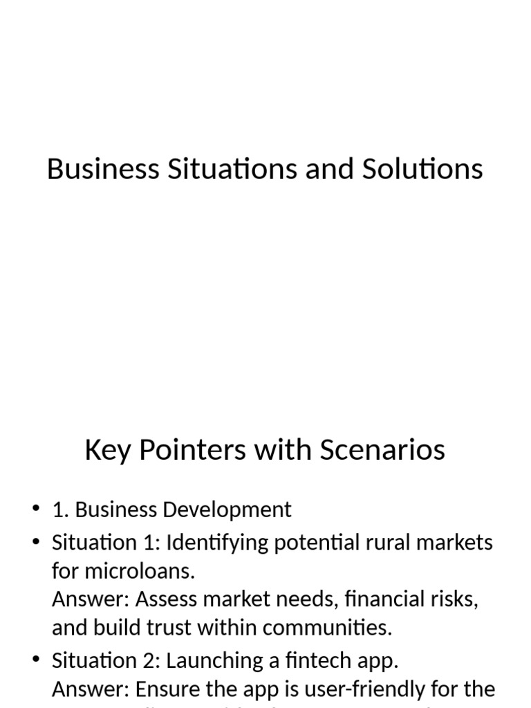Business Situations and Solutions | PDF