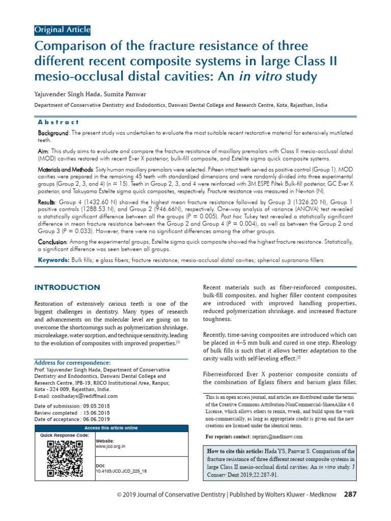 Fracture Resistance of Composite Restoratives | PDF | Composite ...