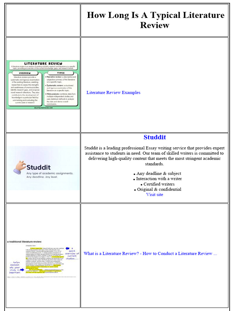 How Long Is A Typical Literature Review | PDF | Essays | Systematic Review