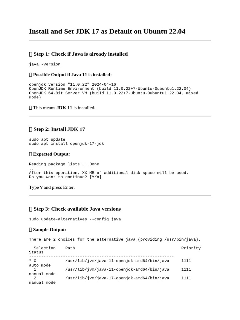 Install JDK 17 on Ubuntu 22.04 | PDF | Java (Programming Language ...