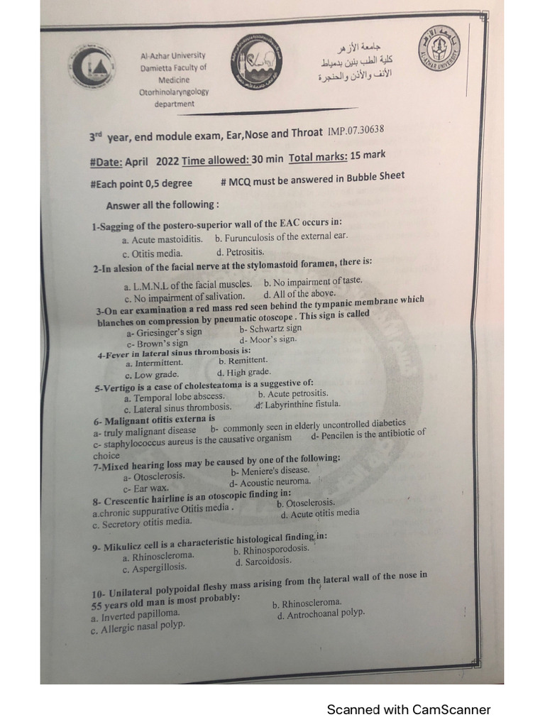 ENT End Module2022 | PDF
