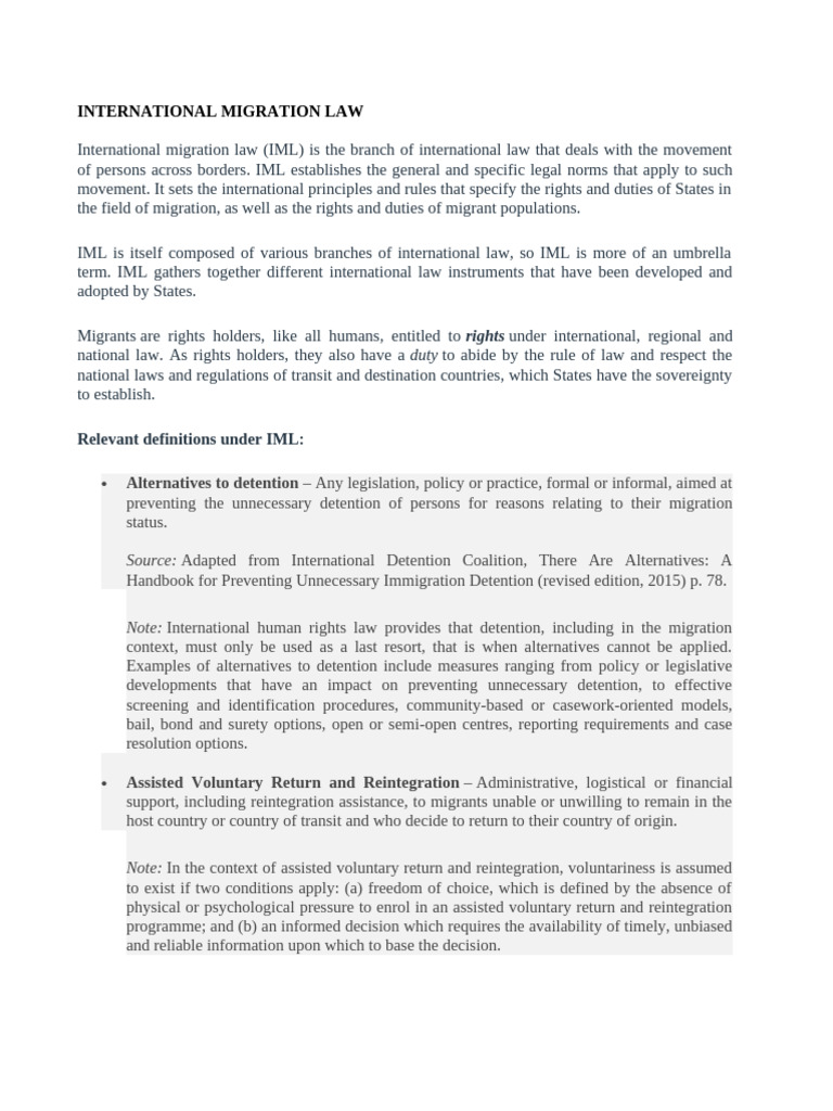 Overview of International Migration Law | PDF | Human Migration | Refugee
