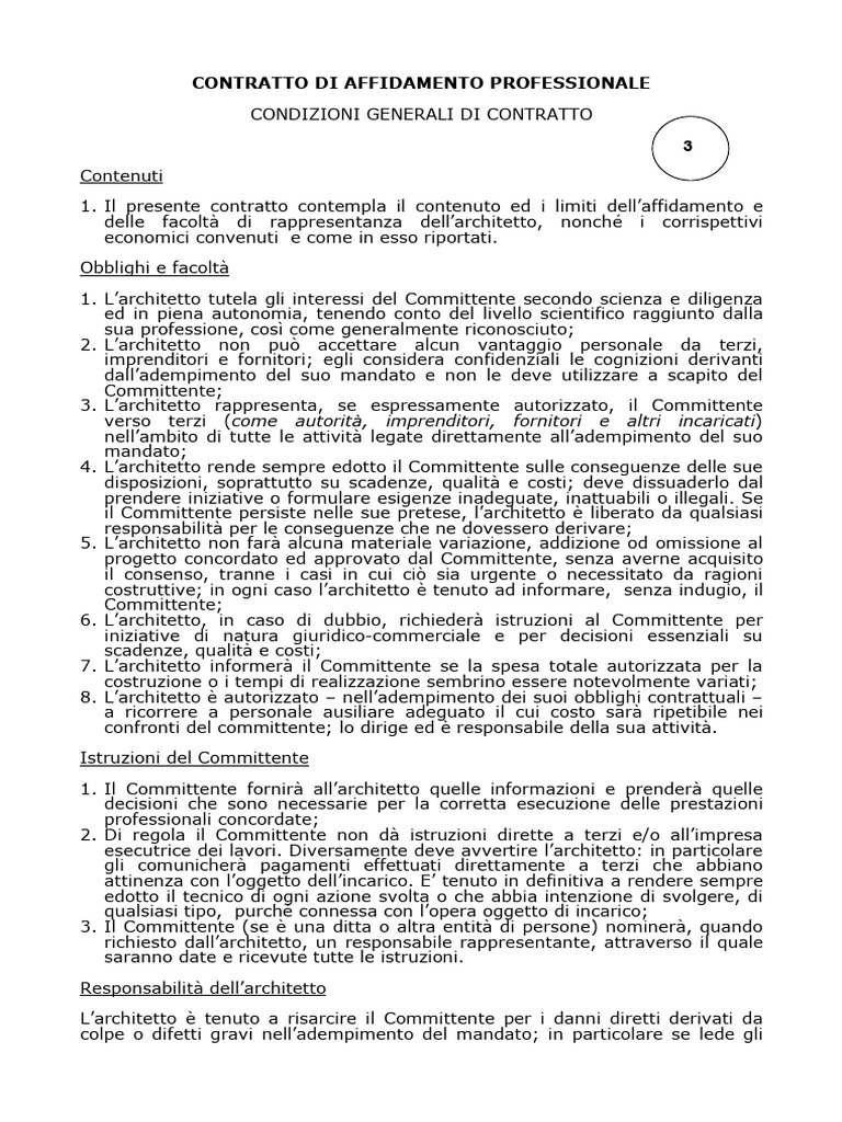 Contratto Architetto Committente Privato | PDF