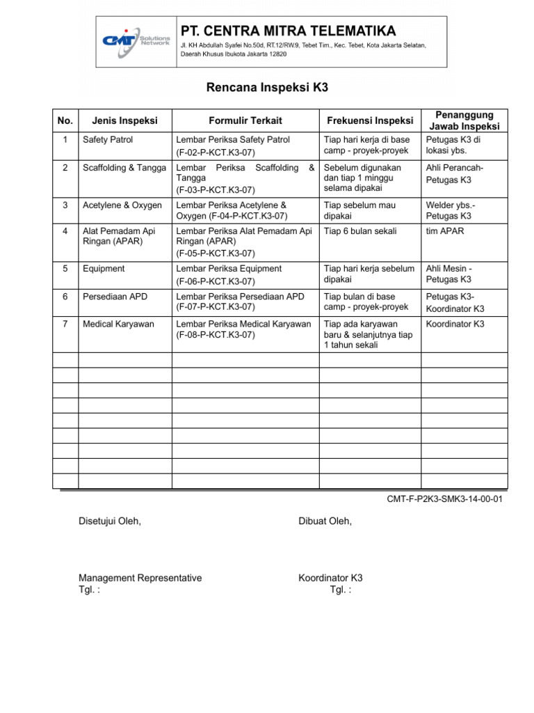 Form Inspeksi APD dan K3 | PDF