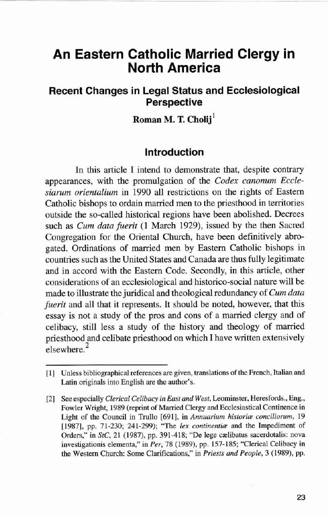 An Eastern Catholic Married Clergy in NAmerica Cholij | PDF | Clergy ...