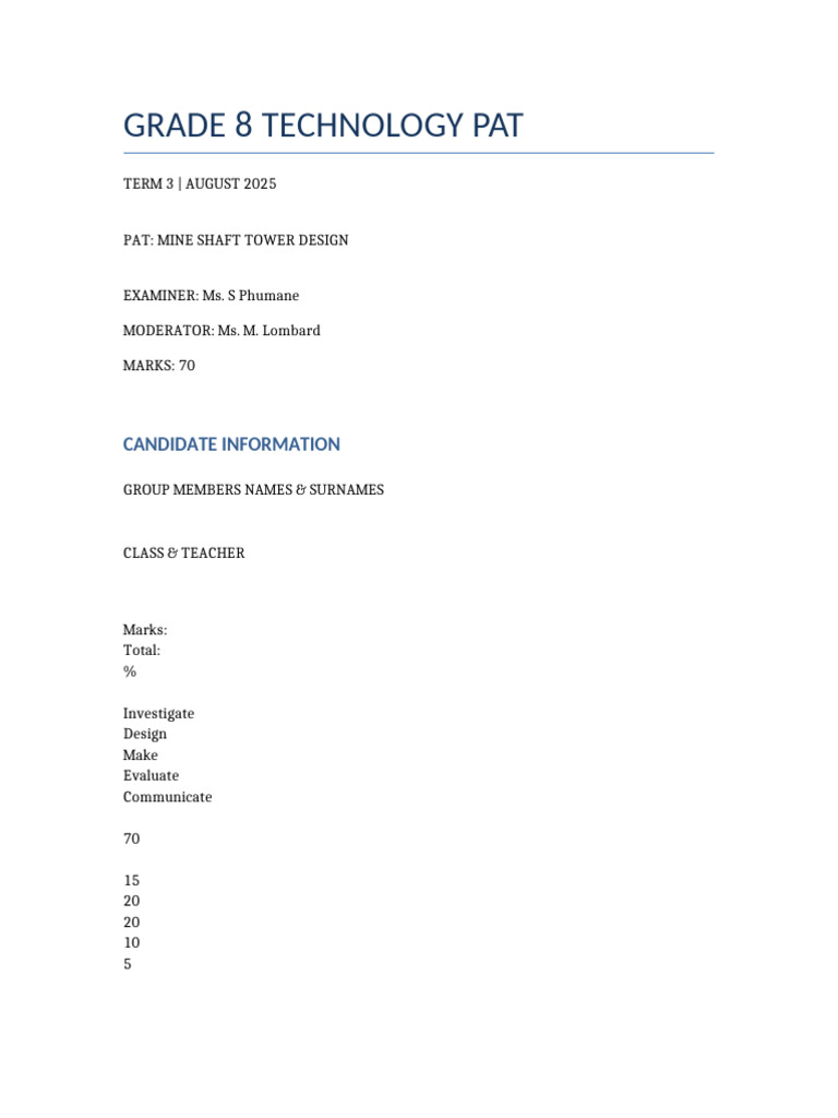 Grade 8 Mine Shaft Tower Project | PDF | Mining
