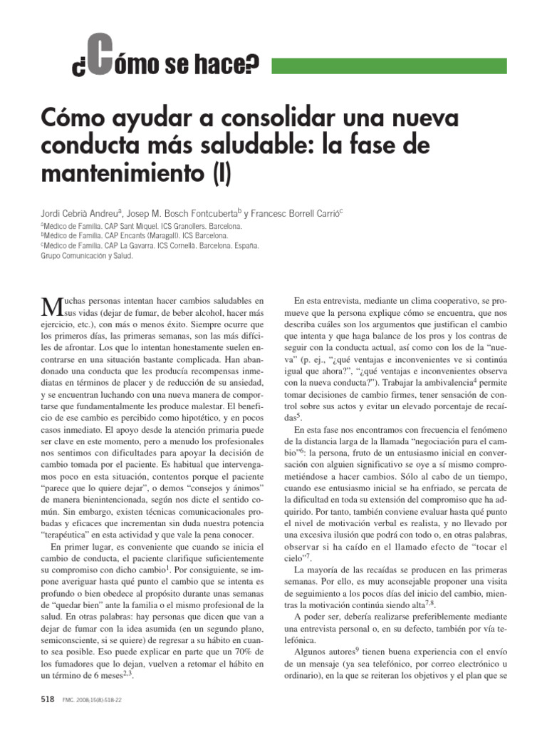 Cómo Ayudar A Consolidar Una Conducta Más Saludable | PDF | Motivación ...