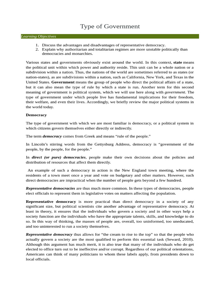 Understanding Political Systems and Governance | PDF | Veto | Heads Of ...