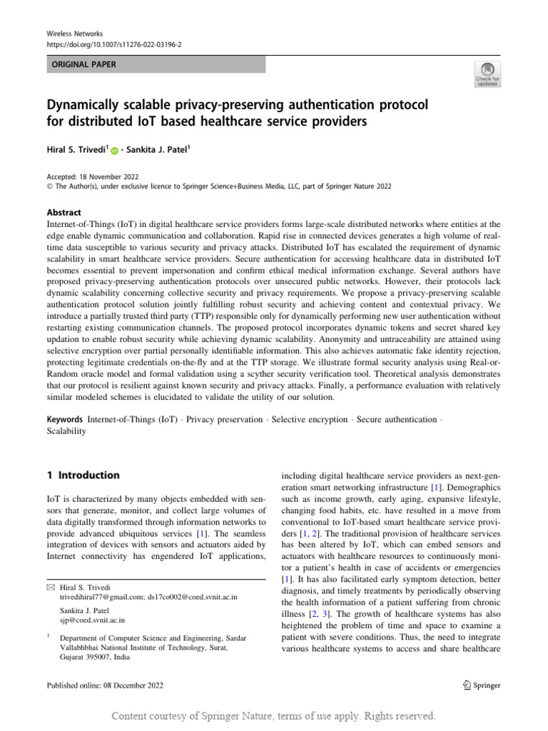 Scalable Privacy-Preserving IoT Authentication | PDF | Security ...