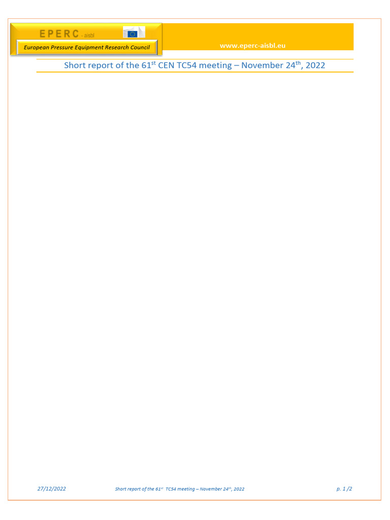 CEN TC54 Meeting Report - Nov 2022 | PDF | Metals | Materials