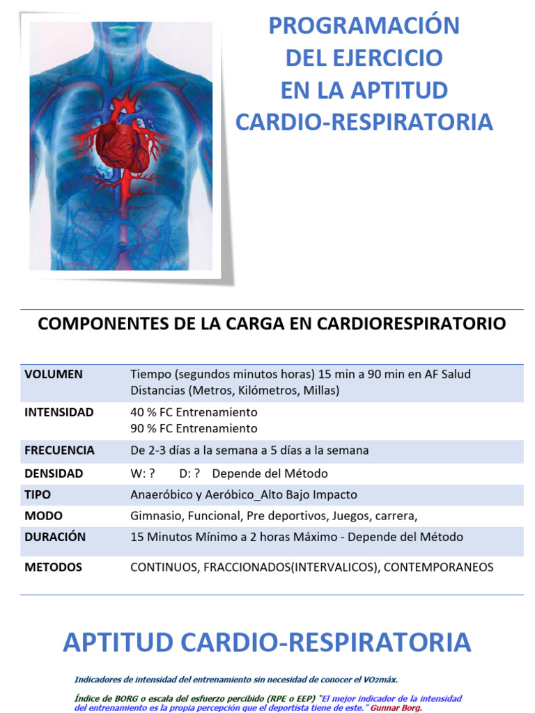 Programa de Ejercicio Cardio-Respiratorio | PDF | Ejercicio aerobico ...