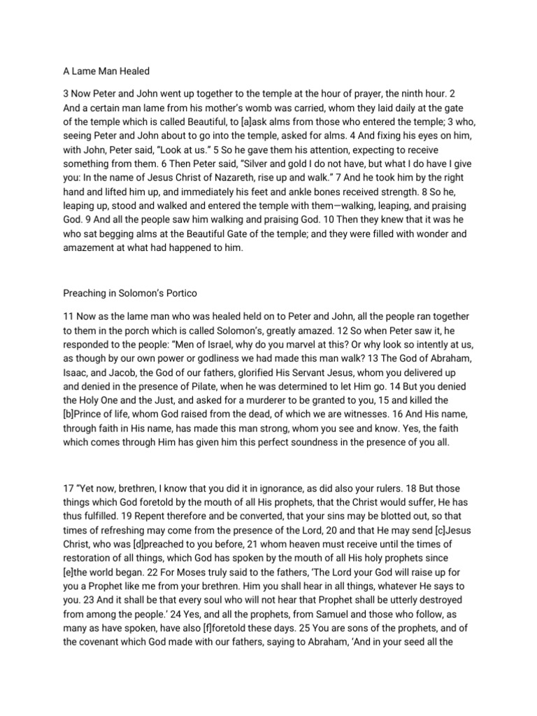 Healing of the Lame Man | PDF | Jesus | Resurrection Of Jesus