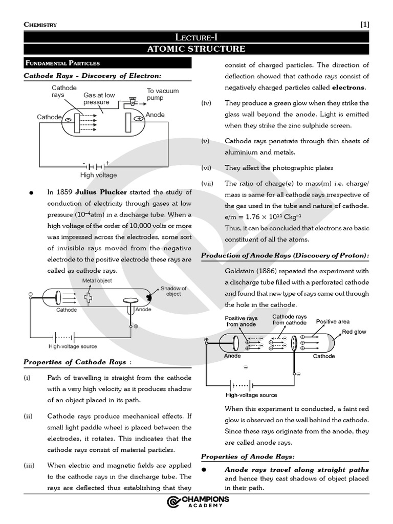 Atomic Structure - 1 - 32076816 | PDF | Atoms | Proton