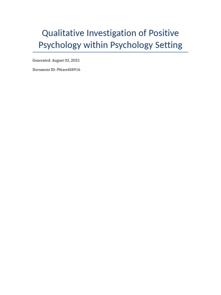 10 Psychology Positive Psychology Research Paper | PDF | Methodology ...
