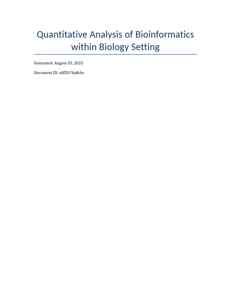 05 Biology Bioinformatics Comprehensive Review | PDF | Methodology ...