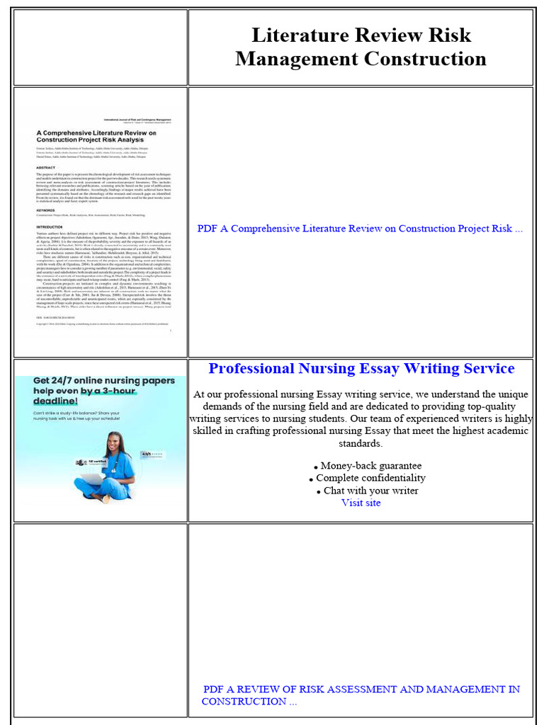 Literature Review Risk Management Construction | PDF | Risk | Risk ...