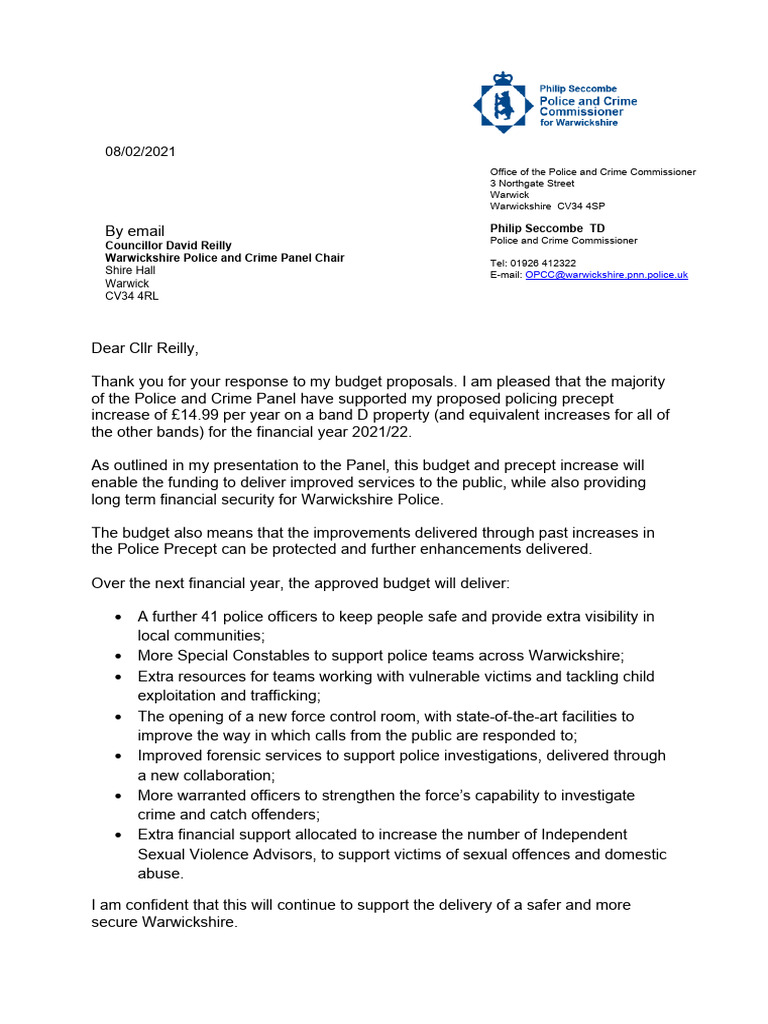 08.02.2021 PS Letter of Response To PCP Ref Budget 2021 22 | PDF ...