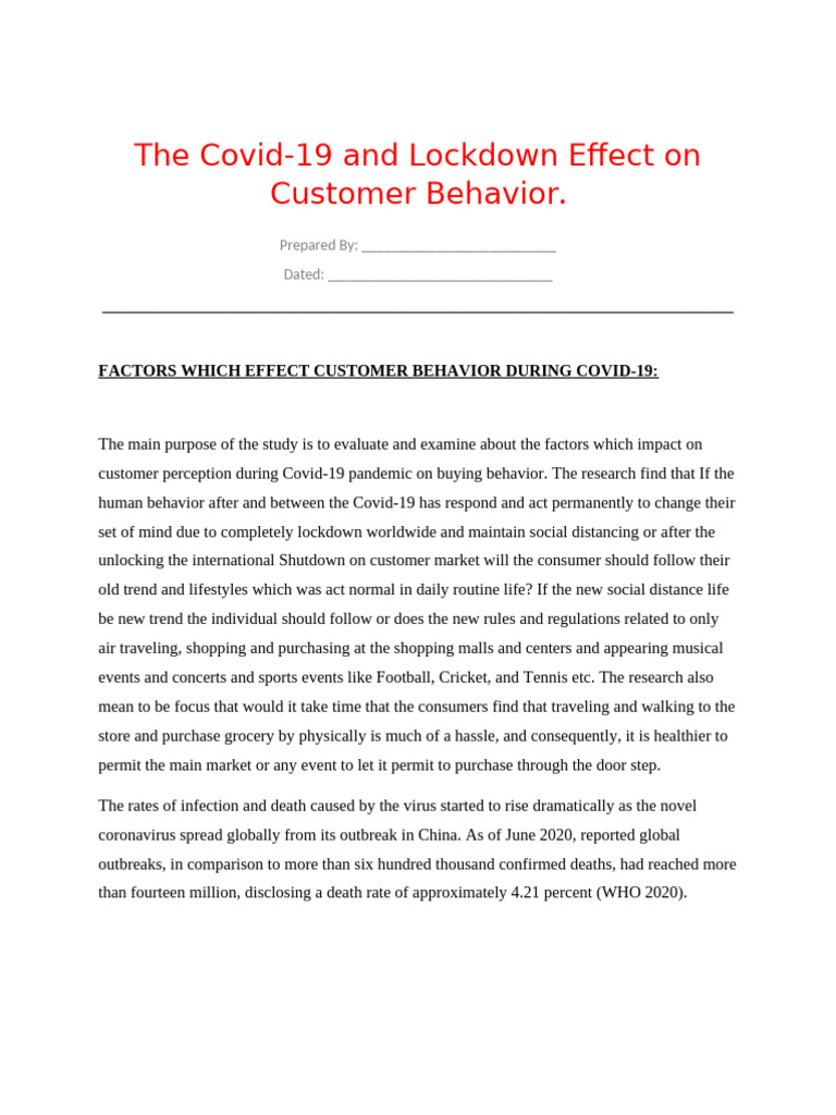 Impact of COVID-19 on Consumer Behavior | PDF | Consumer Behaviour ...