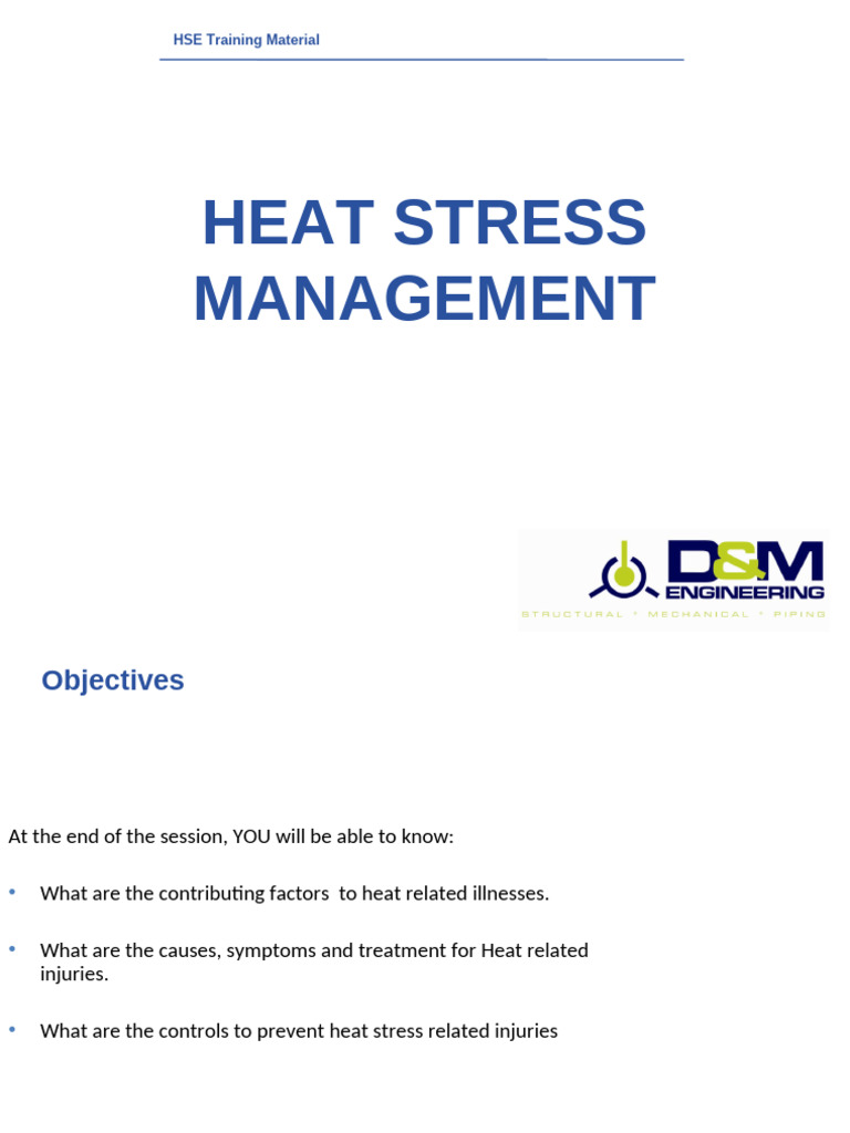 Heat Stress Management Training Guide | PDF | Hyperthermia ...