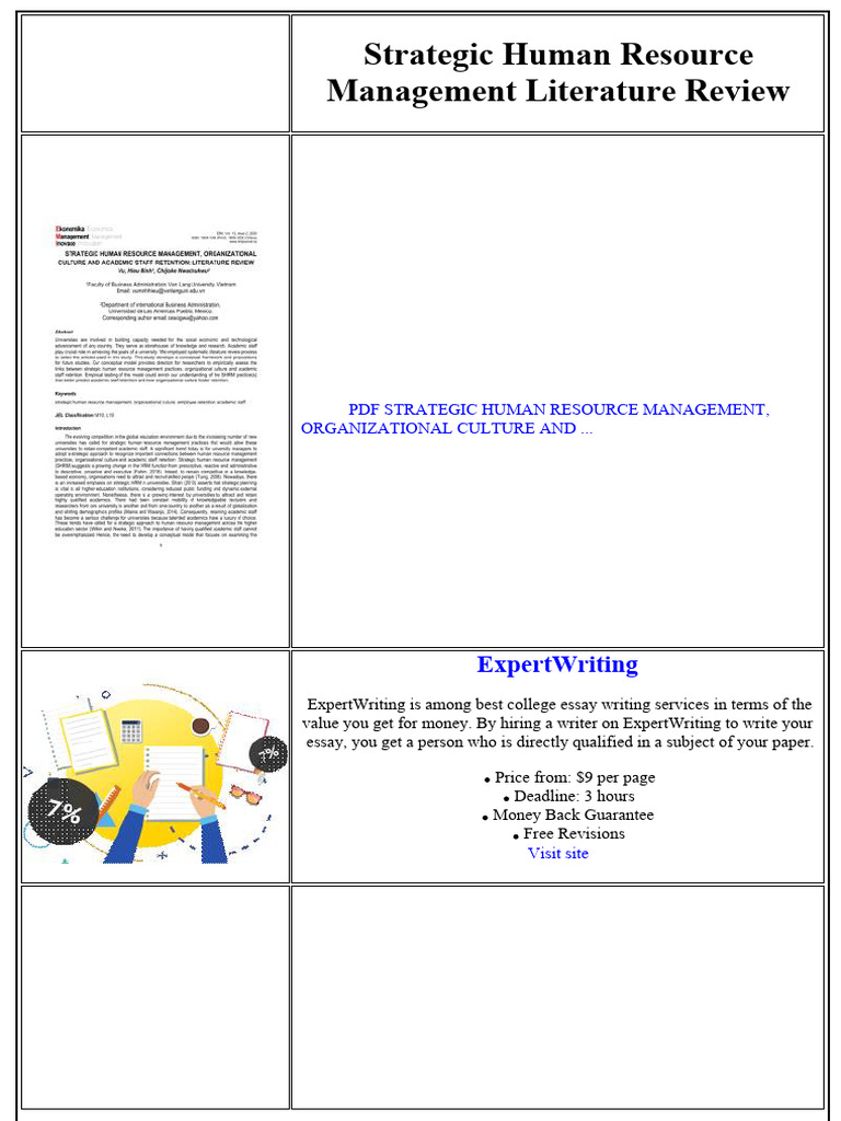 Strategic Human Resource Management Literature Review | PDF | Human ...