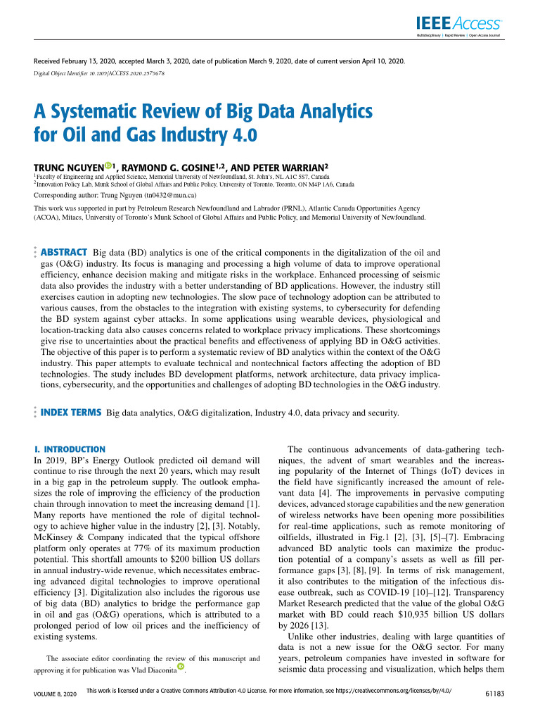 Systematic Review of Big Data Analytics For Oil and Gas Industry 4.0 ...