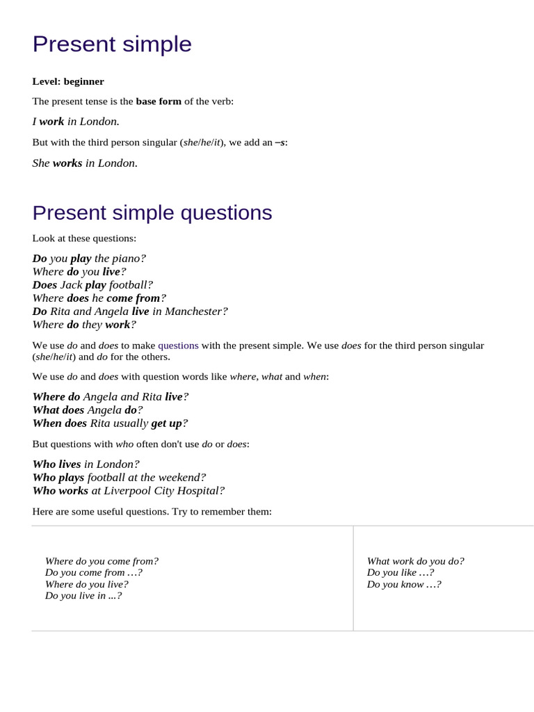 Present Simple Tense Explained | PDF | English Language | Language ...