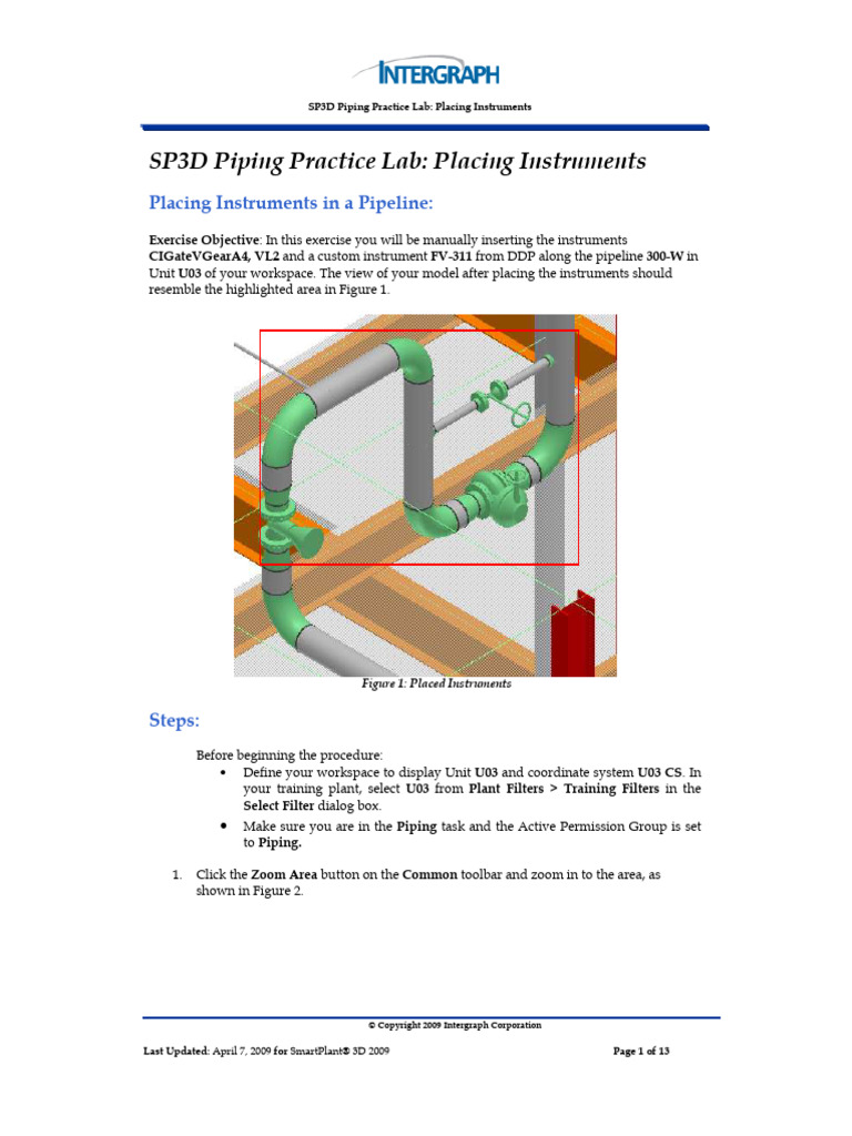 SP3D Piping Practice Lab Placing Instrum | PDF