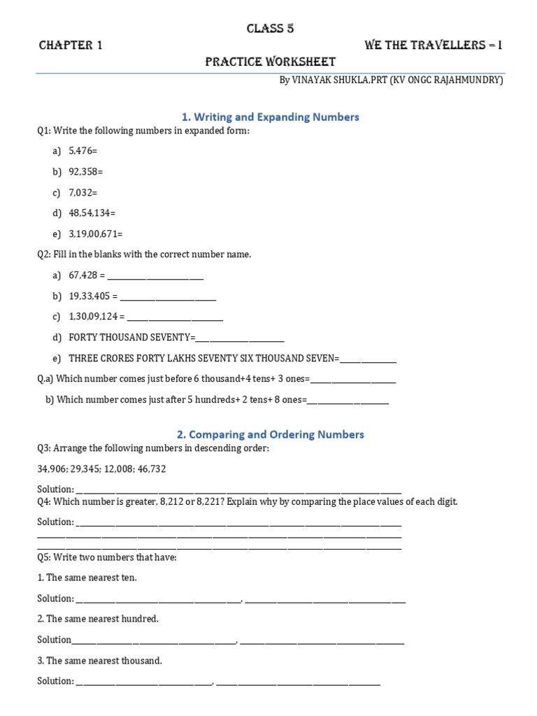 Class 5 Math: Number Concepts Worksheet | PDF | Chess Openings | Chess ...