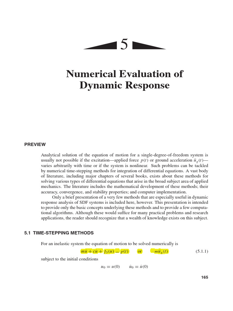 Numerical Methods for Dynamic Response | PDF | Numerical Analysis ...