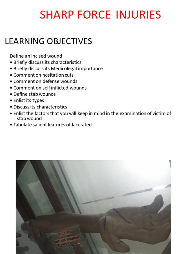 Characteristics of Sharp Force Injuries | PDF | Knife | Wound
