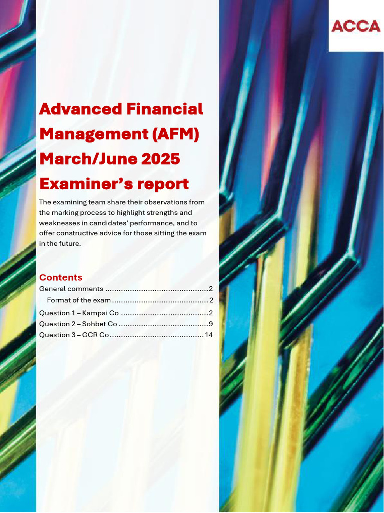 AFM March/June 2025 Examiner's Report | PDF | Futures Contract | Option ...