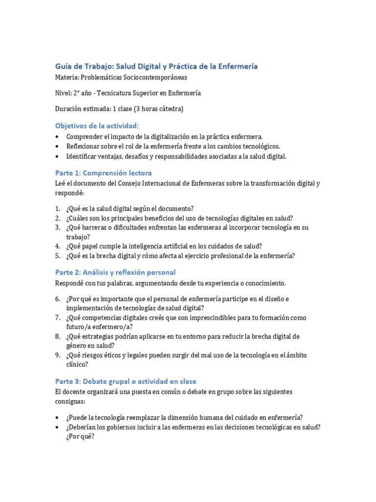 Salud Digital en Enfermería: Impacto y Retos | PDF