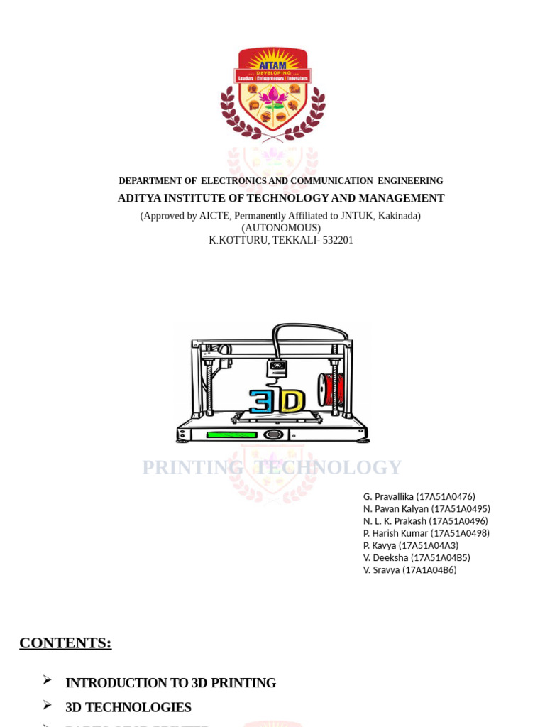 Intern PPT | PDF | 3 D Printing | Secondary Sector Of The Economy