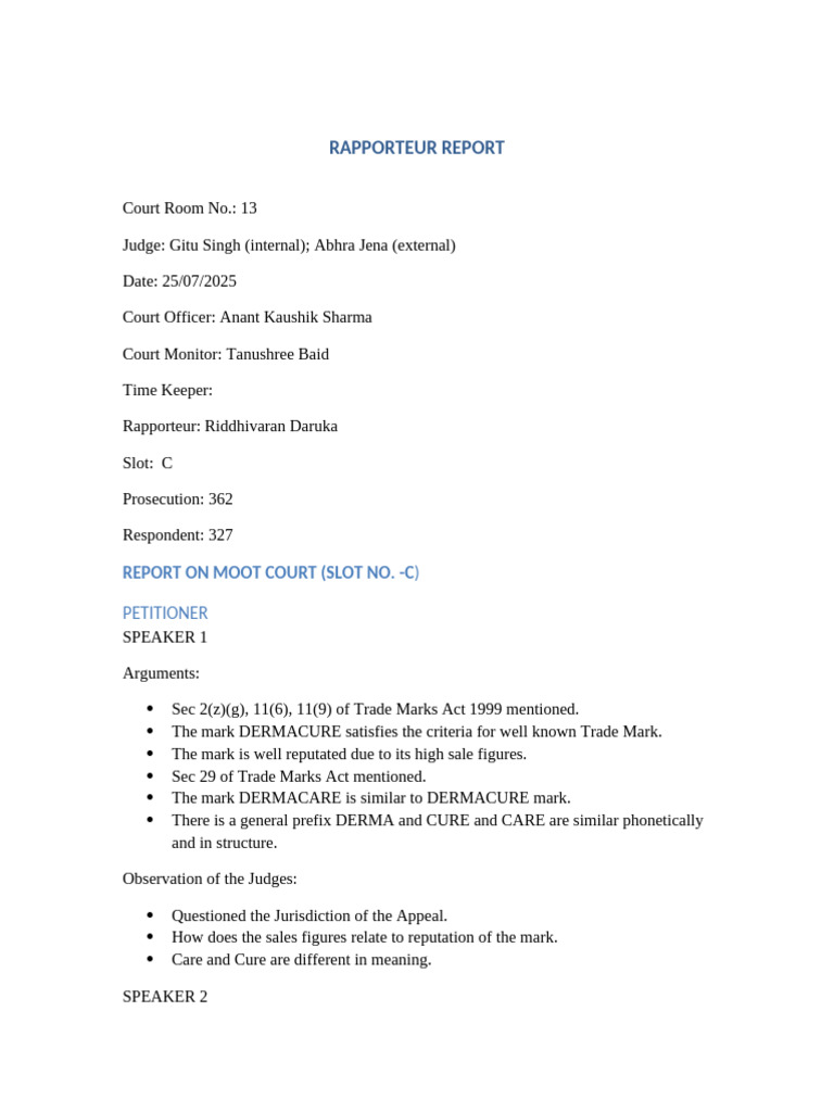 Rapporteur Report C | PDF